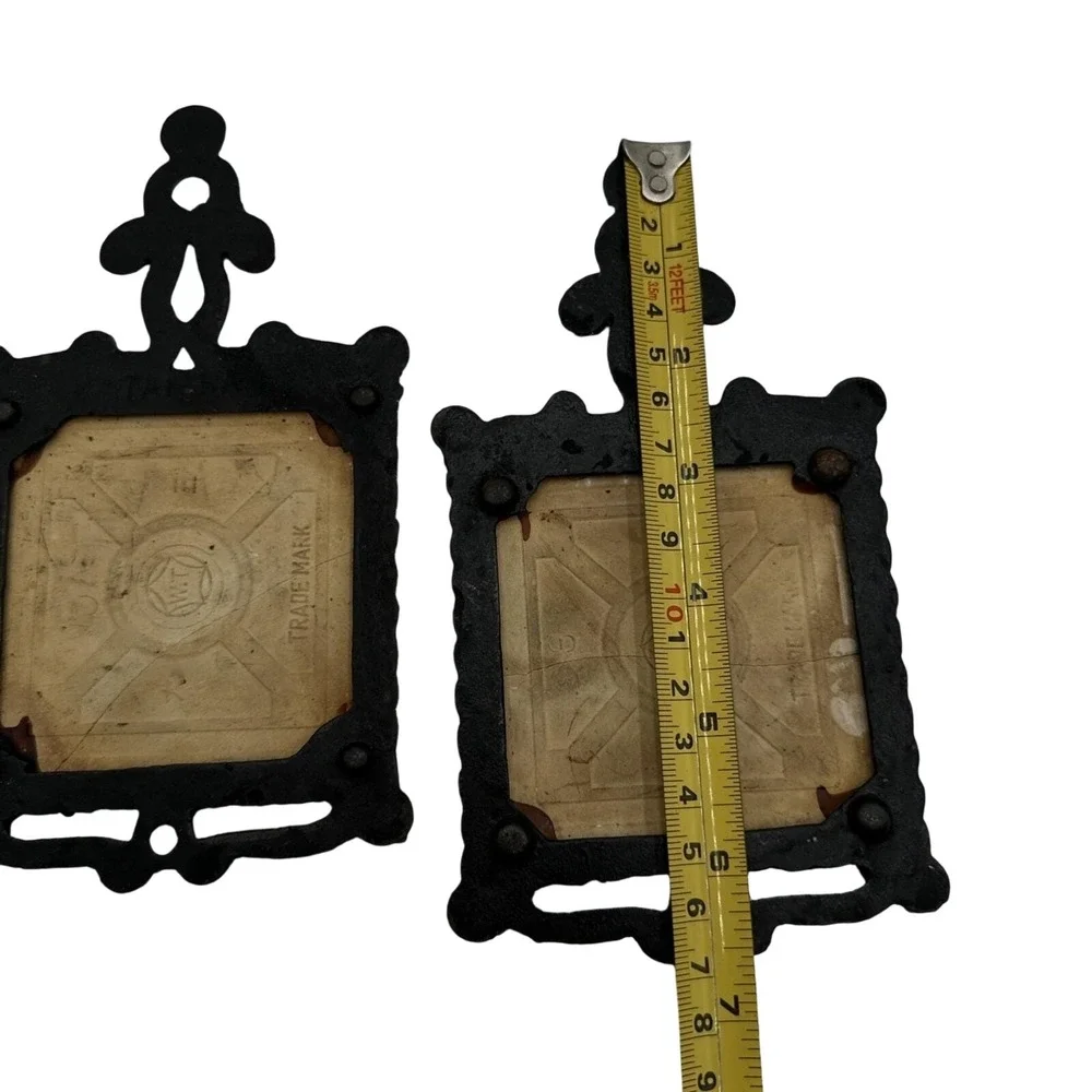 Vintage Cast Iron Trivets with Tile Inserts God Bless Our‎ Home Kitchen